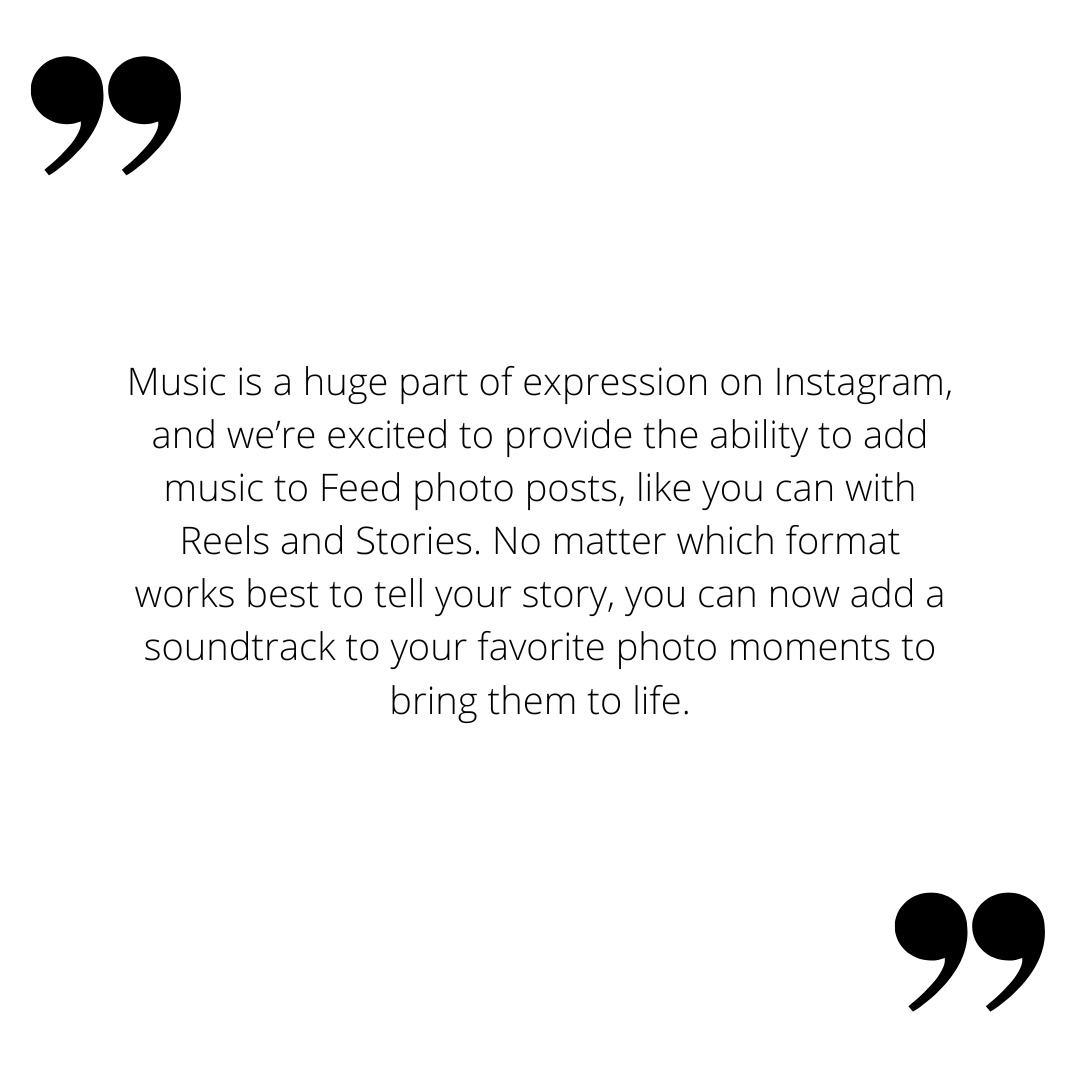 A quote about music for instagram posts is on a white background.