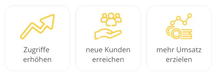 Drei gelbe Symbole auf weißem Hintergrund, eines davon ist eine Hand, die eine Pfote hält.