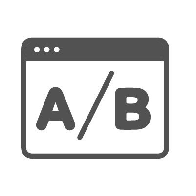 A/B-Test-Symbol auf weißem Hintergrund