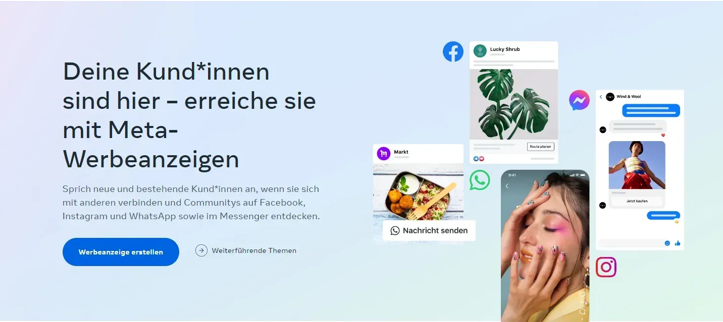 Ein Screenshot von einer Meta Website