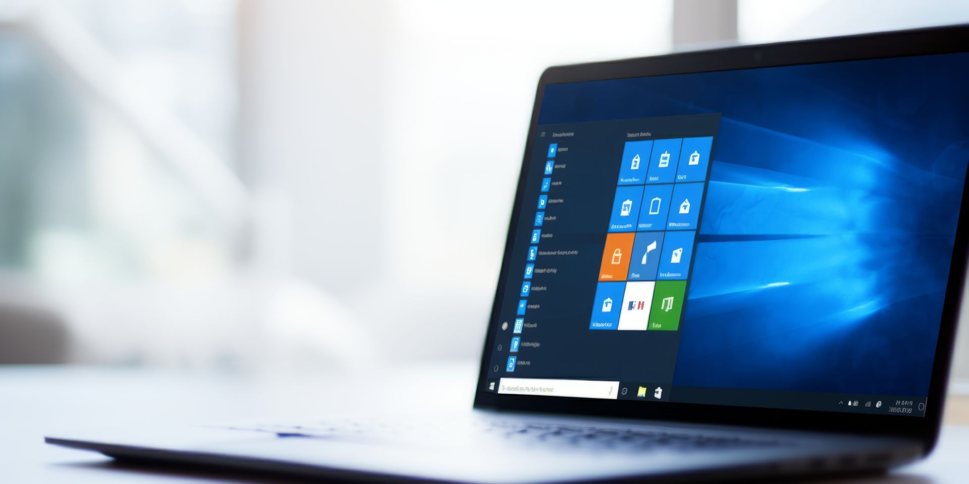 Ein Laptop zeigt einen Windows-Startbildschirm an