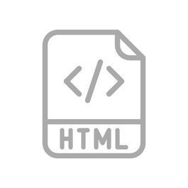 Ein HTML-Dateisymbol auf weißem Hintergrund.