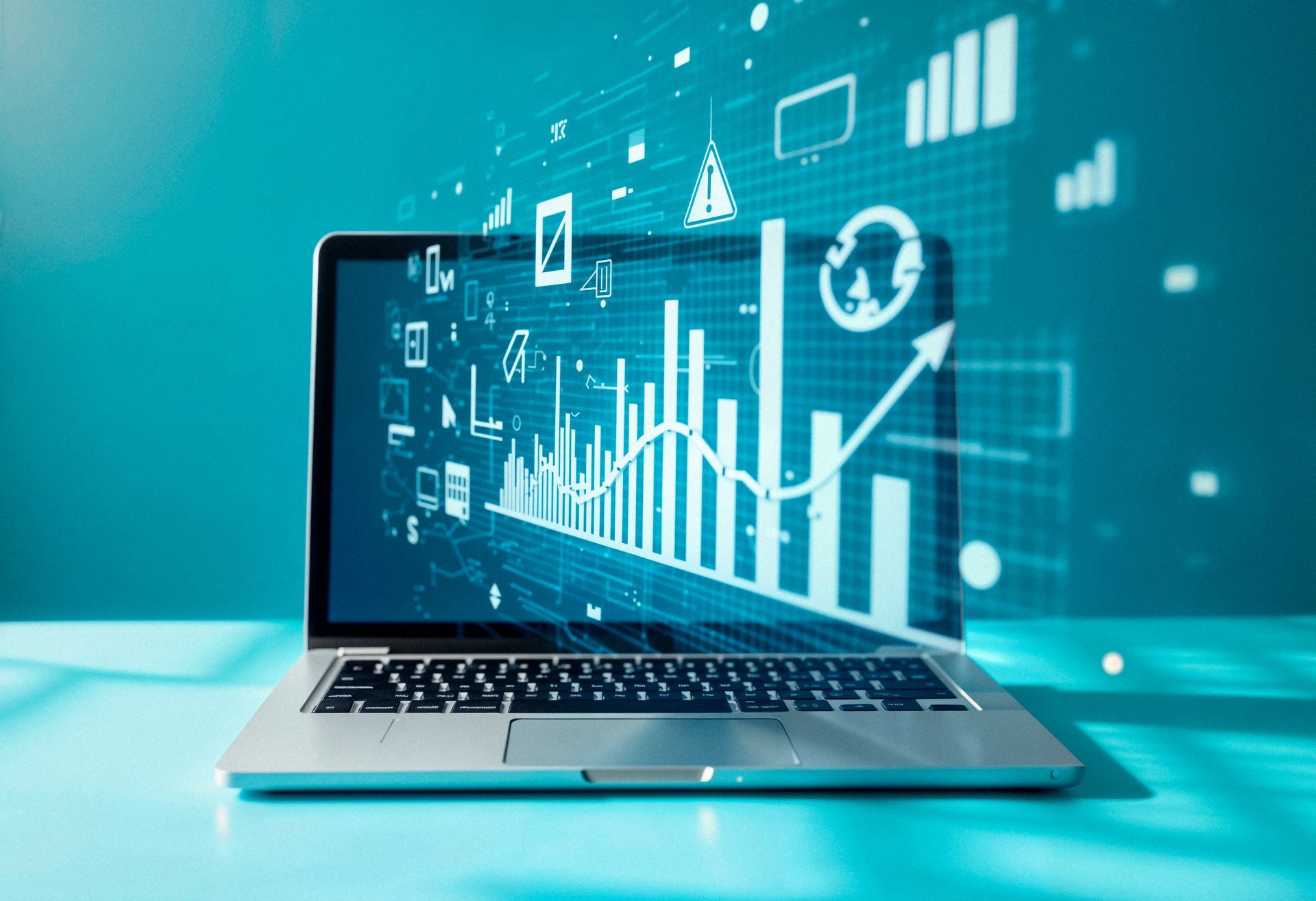 Ein Laptop mit Visuellen Online Analysen.