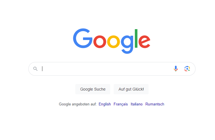 Google-Suchseite mit Google-Logo und Suchleiste.