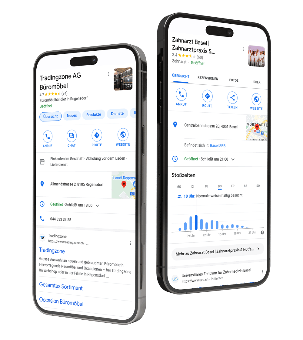 Smartphones mit Google Business Profiles