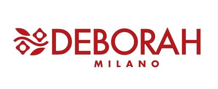 Logo Deborah Milano con stemma floreale.