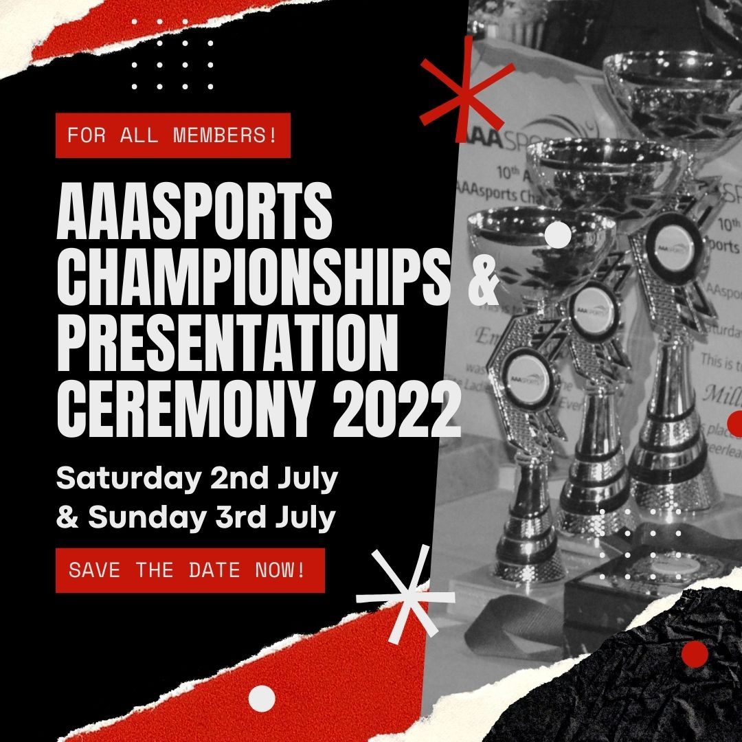 A poster for the aaasports championships and presentation ceremony 2022