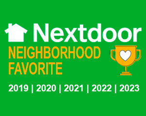A green sign that says nextdoor neighborhood favorite