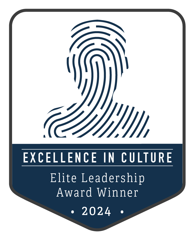 It is a badge that says excellence in culture elite leadership award winner 2024.