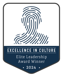 It is a badge that says excellence in culture elite leadership award winner 2024.