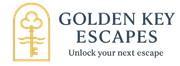 Logo for Golden Key Escapes: gold key within a gold arched frame, with navy text "Golden Key Escapes".