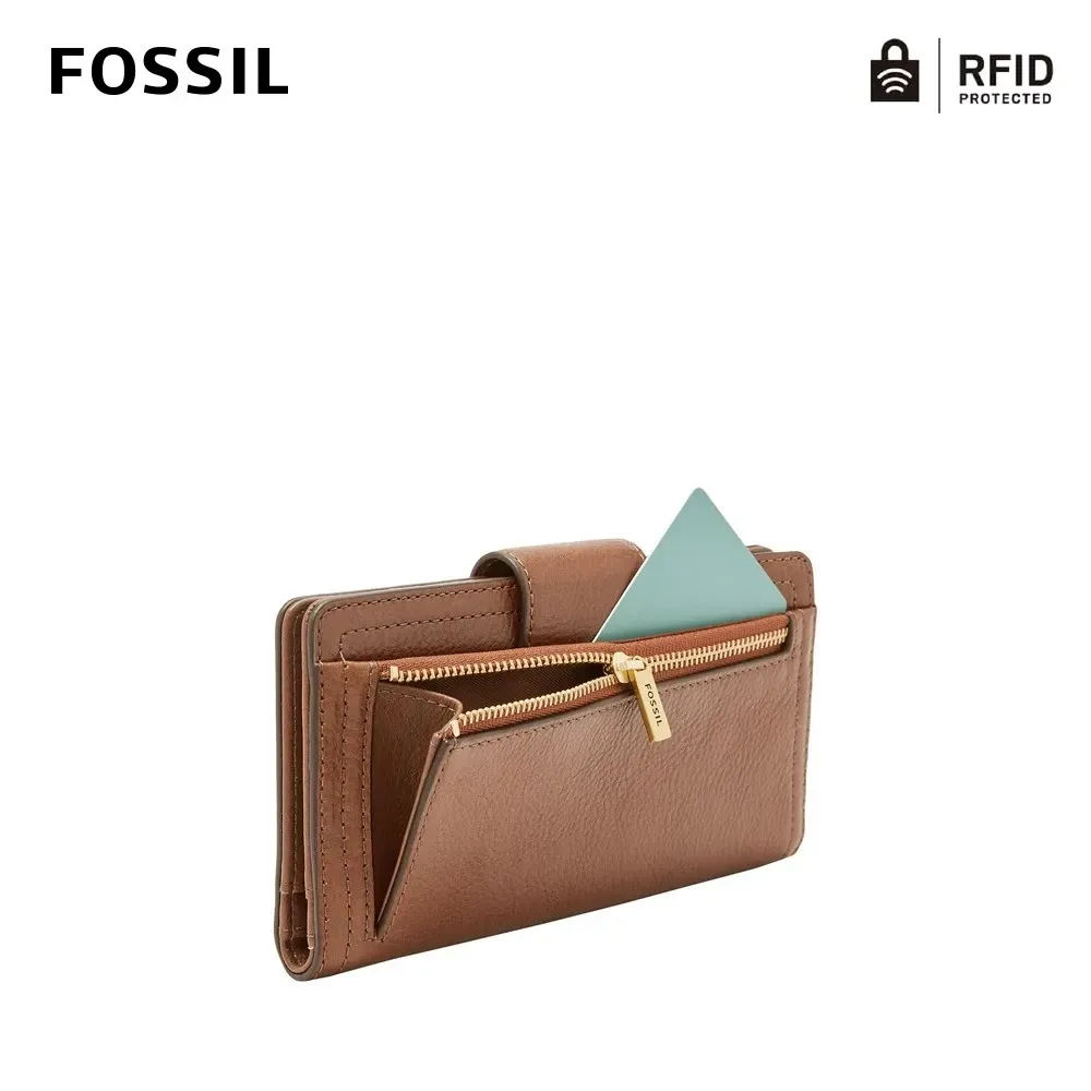 【FOSSIL】Logan 咖啡色真皮拉鍊中長夾( SL7830200)-funtastic方采
