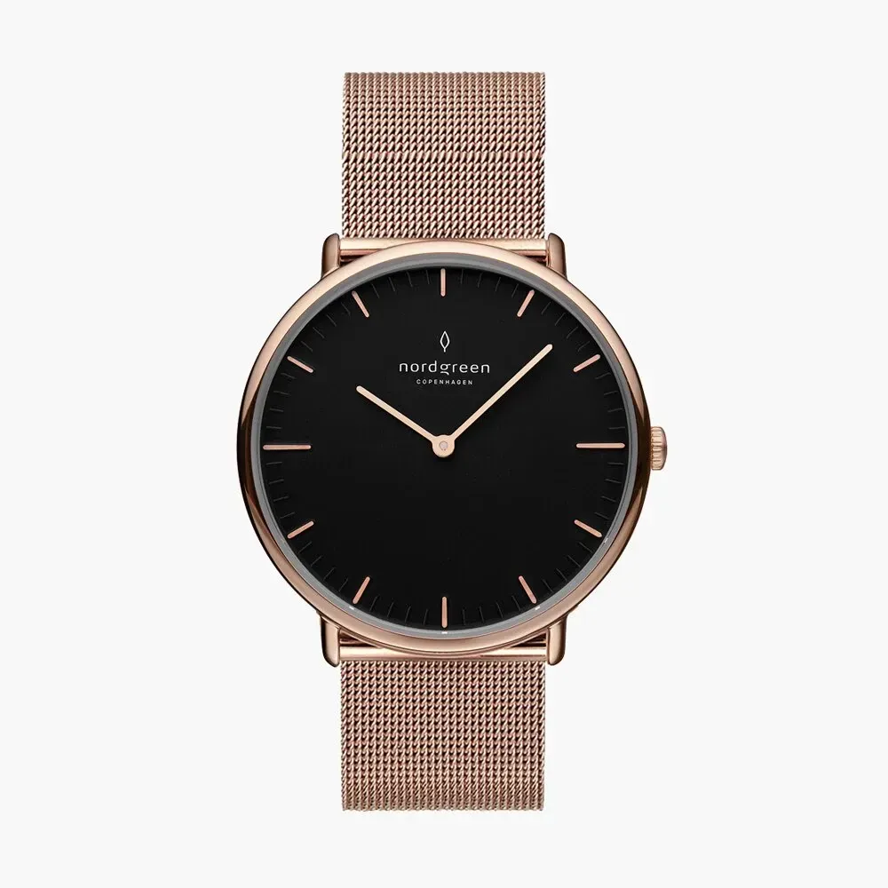 【Nordgreen】Native本真 極夜黑米蘭帶腕錶 40mm (NR40RGMEBLBL)-funtastic方采