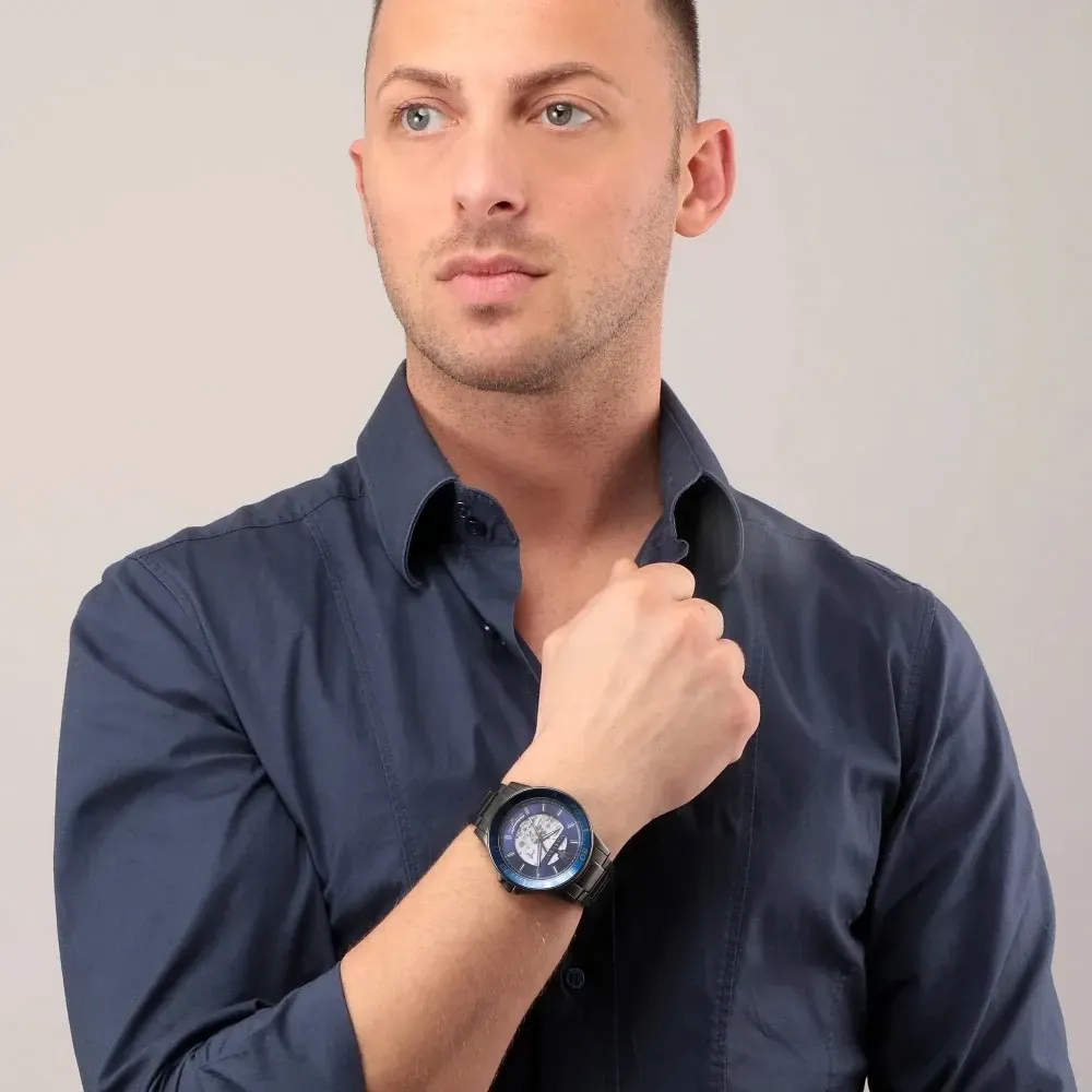 【MASERATI 瑪莎拉蒂】精鍍槍黑色鏤空機械腕錶 44mm (R8823140001)-funtastic方采