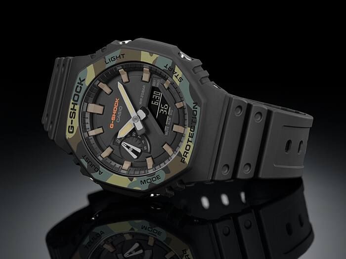 【G-SHOCK】軍事迷彩八角碳纖維腕錶  農家橡樹 (GA-2100SU-1A)-funtastic方采
