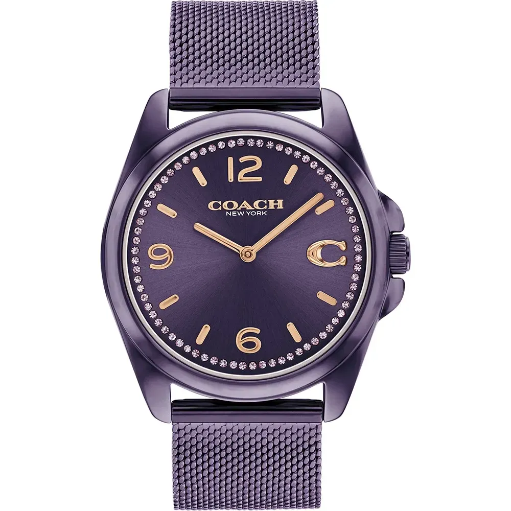 【COACH】 C字晶鑽米蘭帶女錶-紫 36mm (CO14504145)-funtastic方采