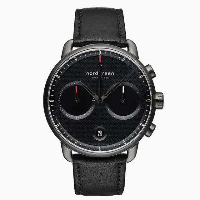 【Nordgreen】Pioneer先鋒 復古黑真皮腕錶42mm(PI42GMLEBLTB)-funtastic方采
