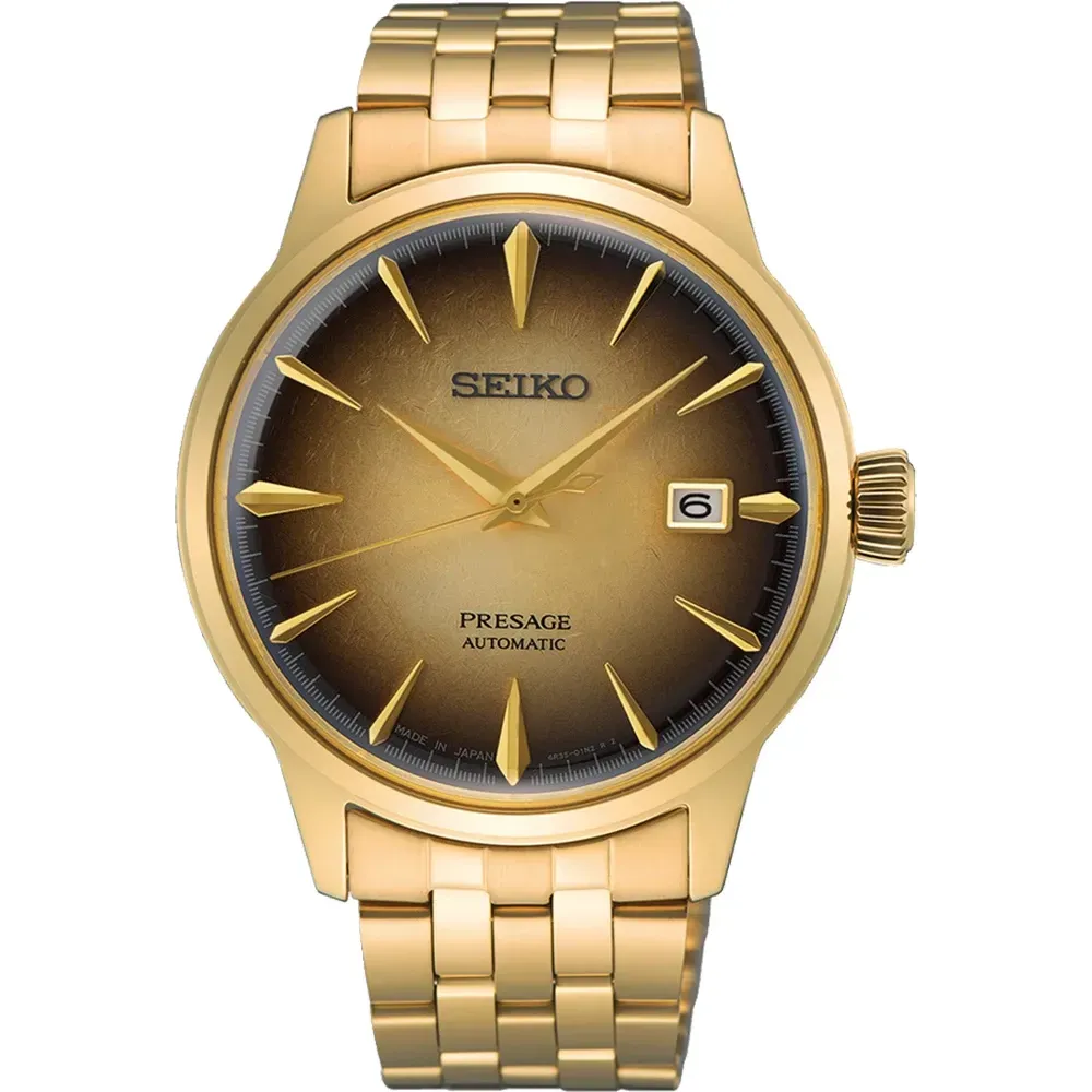 【SEIKO 精工】Presage 漸層金 啤酒雞尾酒 調酒機械錶4R35-01T0F(SRPK48J1)
