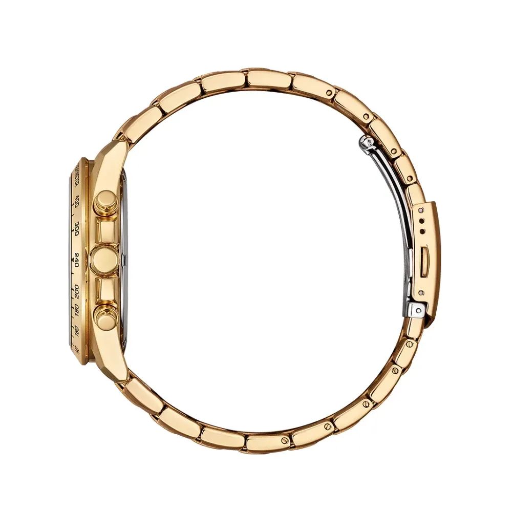 【CITIZEN 星辰】Chronograph 金色三眼計時石英手錶 44mm (AN8233-51E) 附提袋-funtastic方采