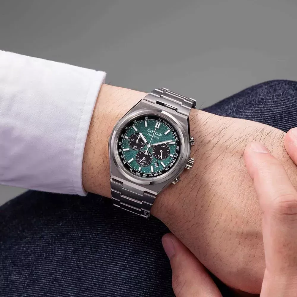 【CITIZEN 星辰】GENTS Zenshin 輕量鈦 光動能 綠(CA4610-85X)-funtastic方采