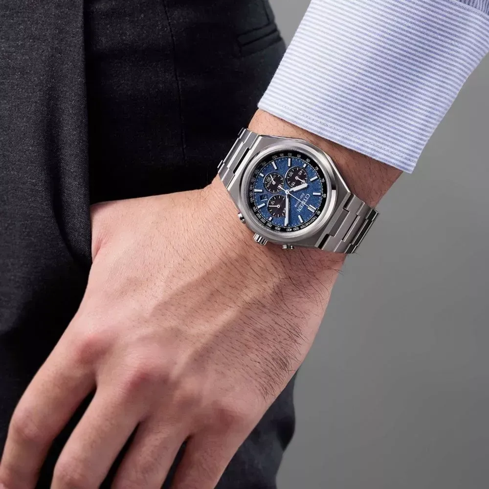 【CITIZEN 星辰】GENTS Zenshin 輕量鈦 光動能 藍(CA4610-85L)-funtastic方采