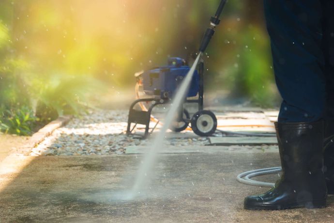 Worker Cleaning Pathway — FNQ Pressure Cleaning  in Atherton, QLD