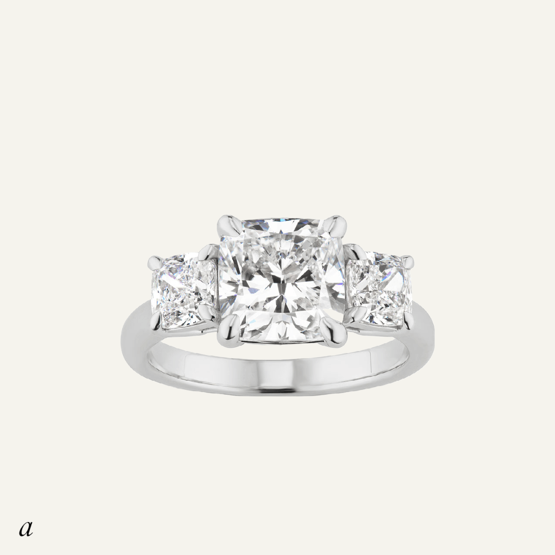 3.02ct Square cushion diamond with 1.46ct tw matching sides