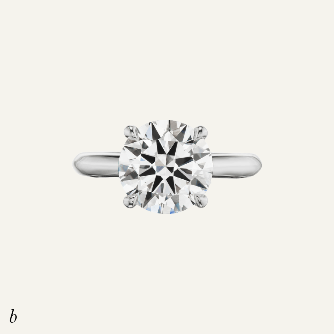 3.45ct round diamond solitaire, rounded shank