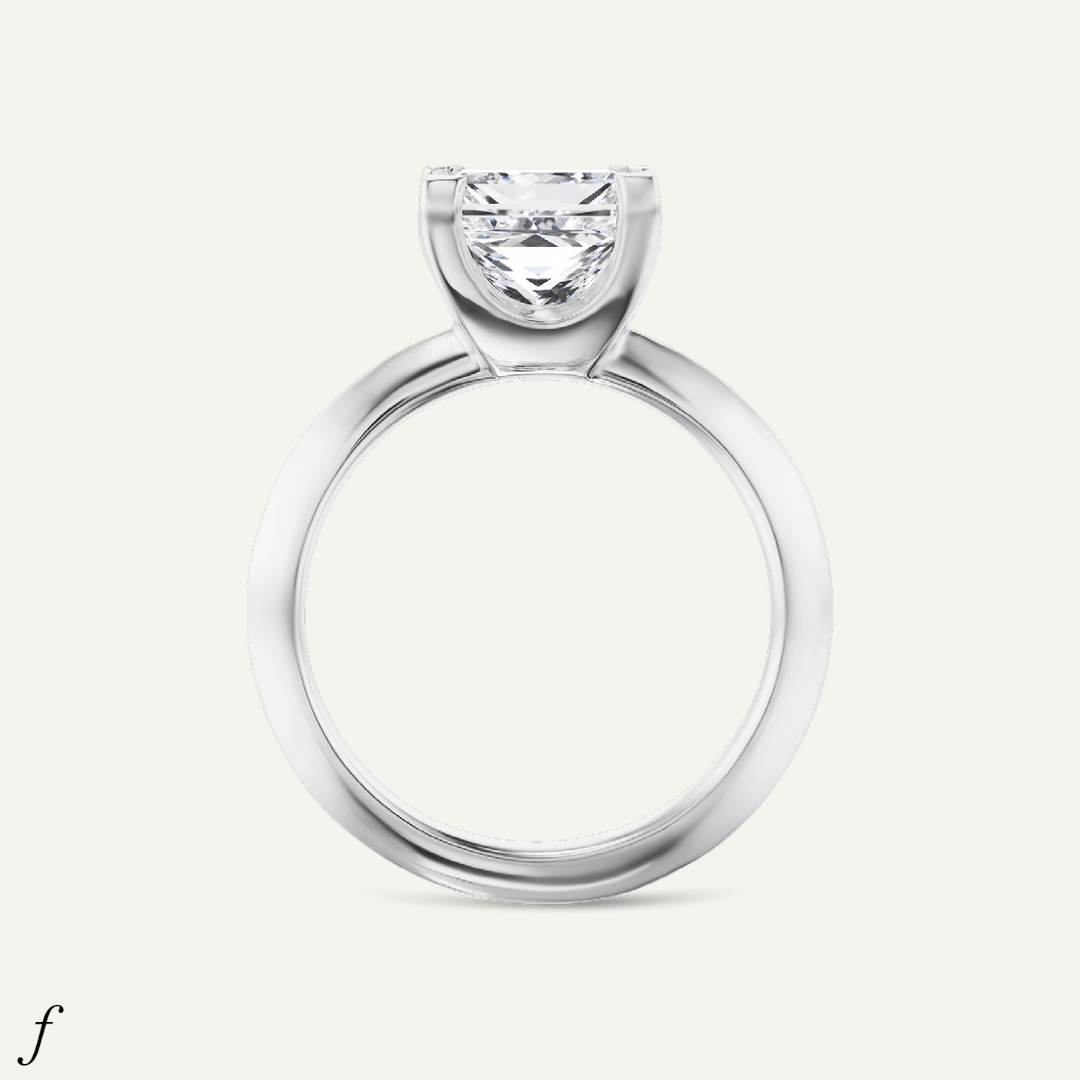 2.50ct Princess cut diamond solitaire, softened ridge line shank