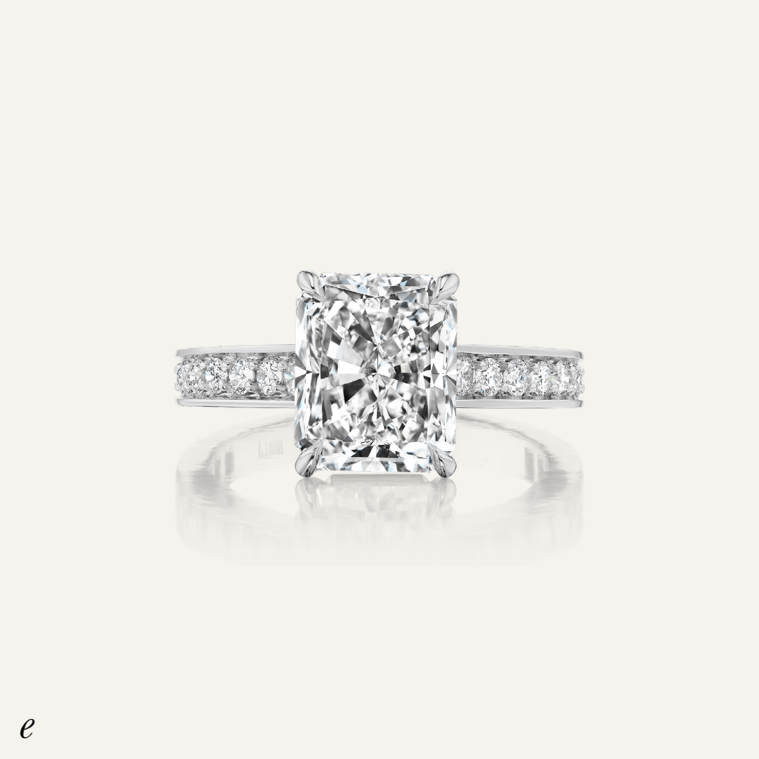 5.09ct Radiant diamond with bead set shank