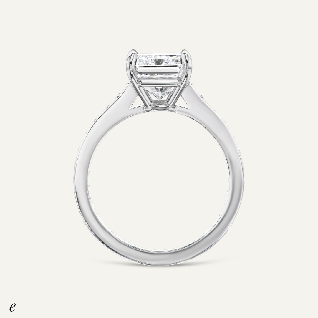 5.09ct Radiant diamond with bead set shank