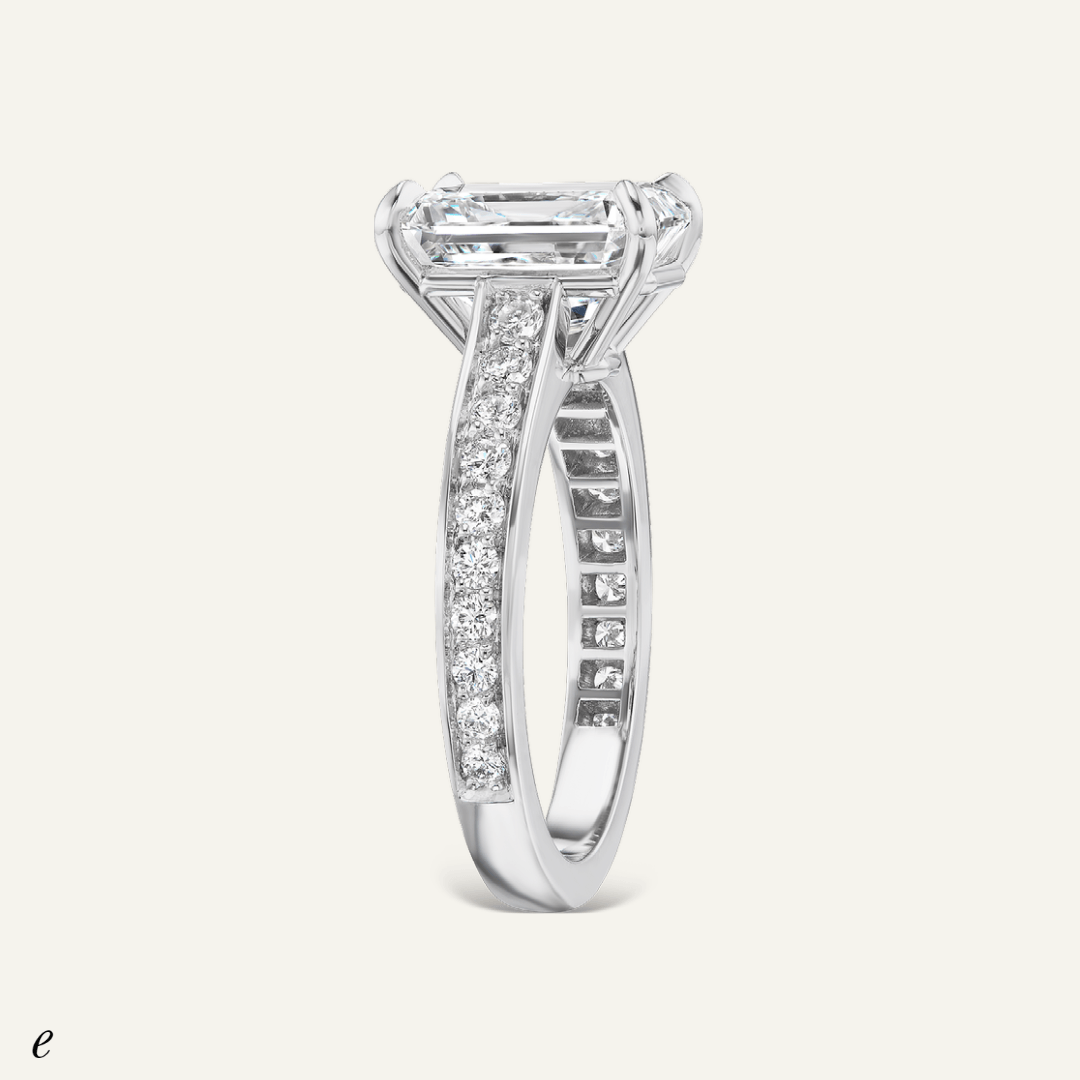 5.09ct Radiant diamond with bead set shank