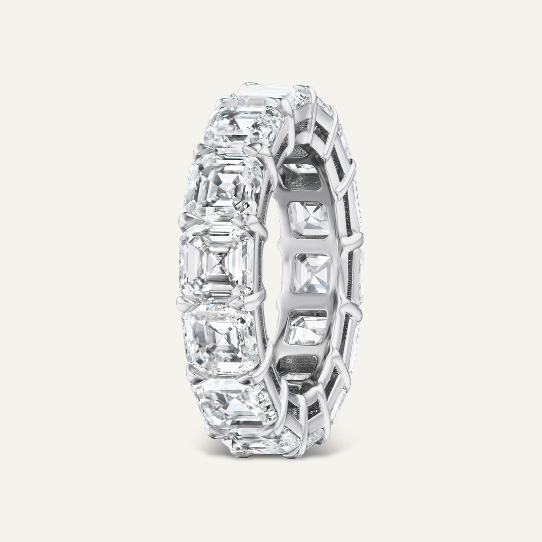 4.91ct tw Asscher cut diamond eternity band, common prong setting