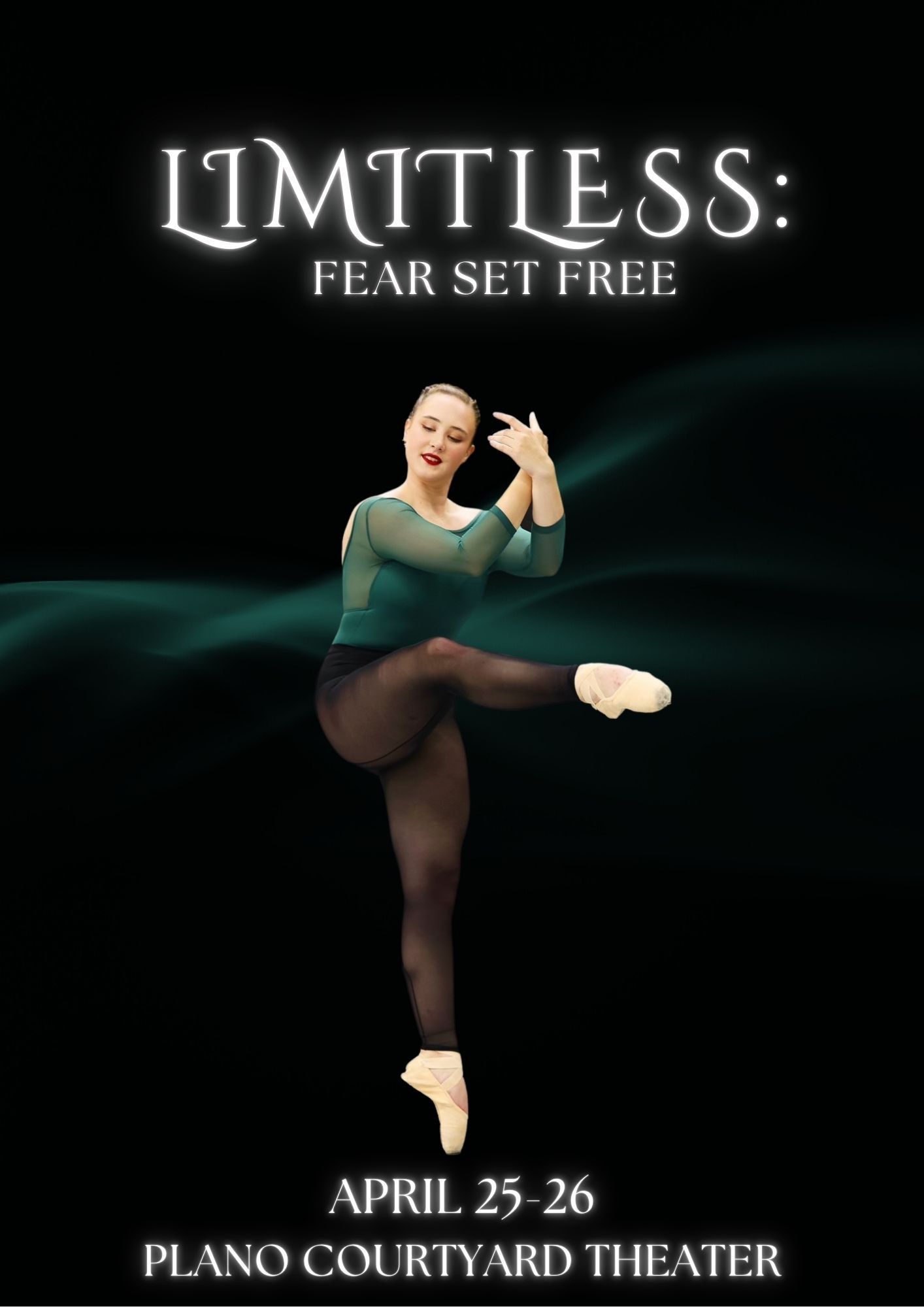 A poster for a ballet performance called limitless : fear set free