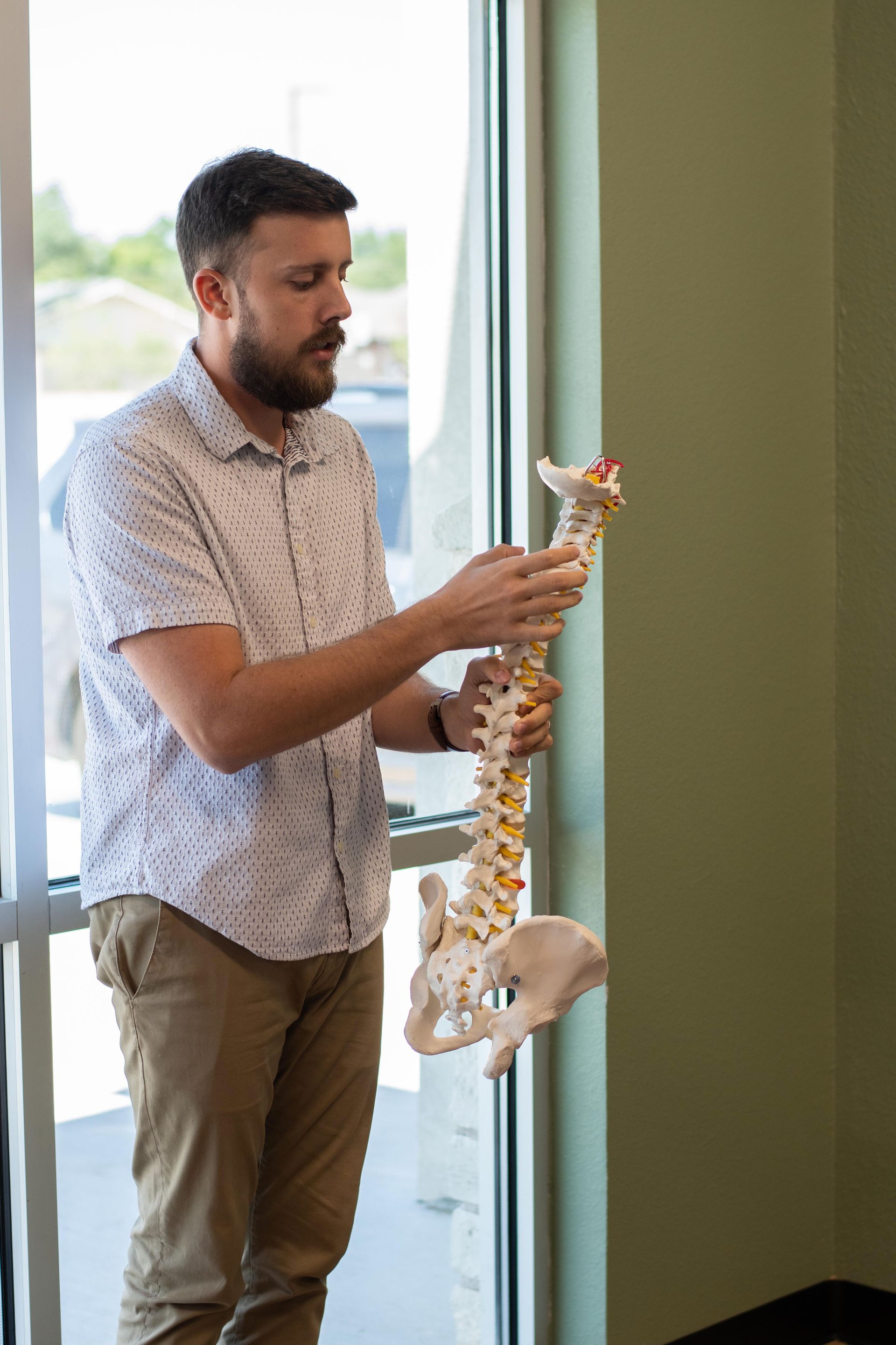 educating a patient about the spine