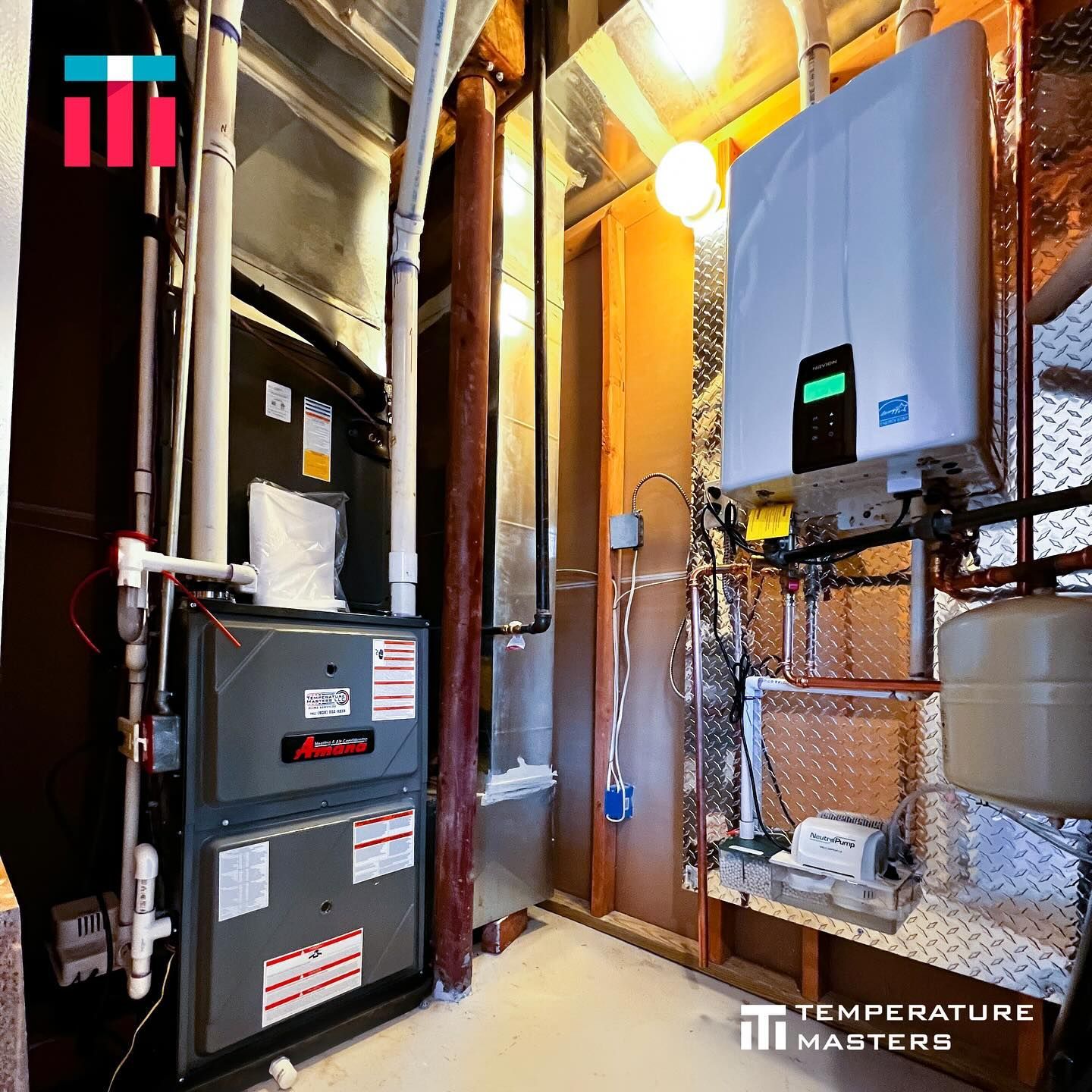 A picture of a room with the words temperature masters on the bottom