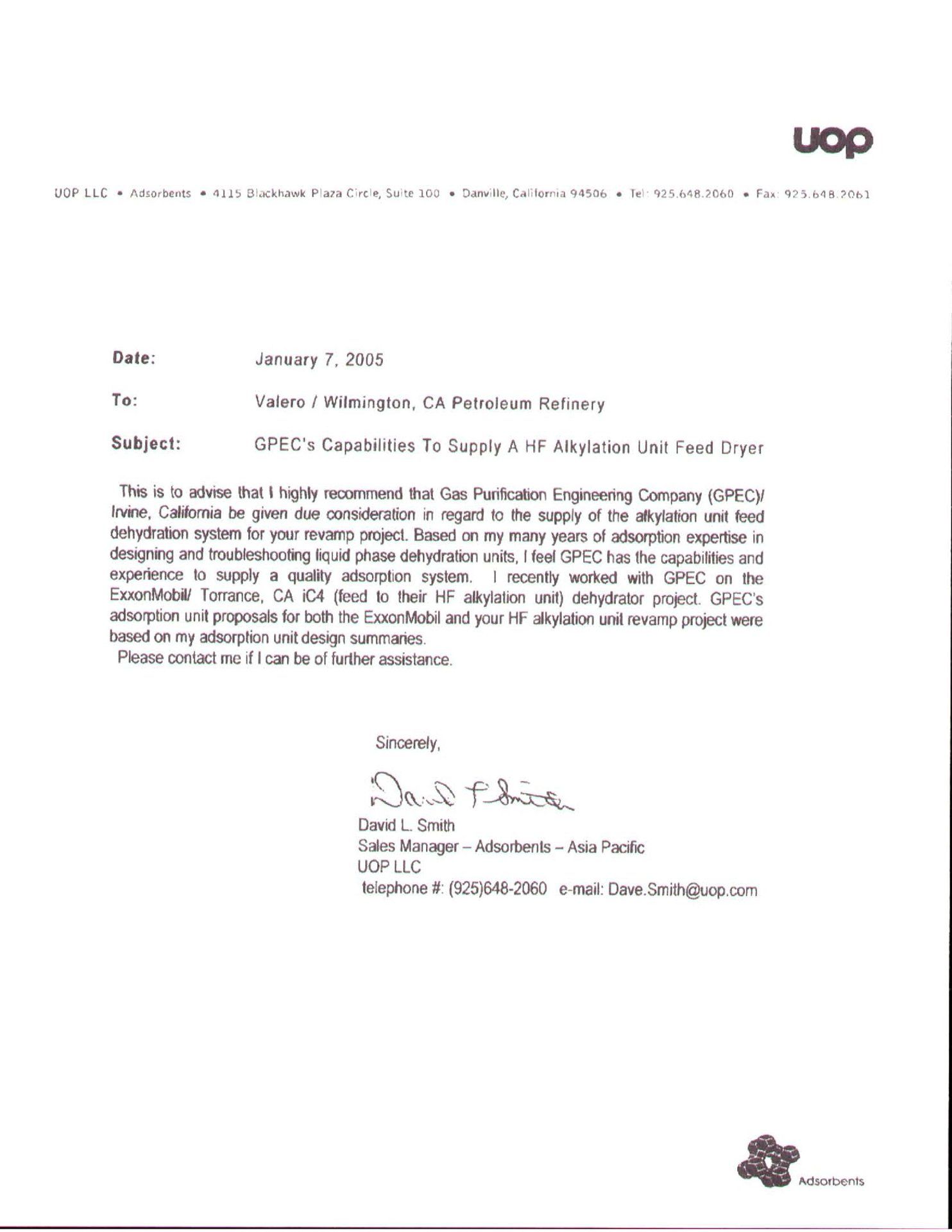 GPEC's Capabilities to Supply a HF Alkylation Unit Feed Dryer