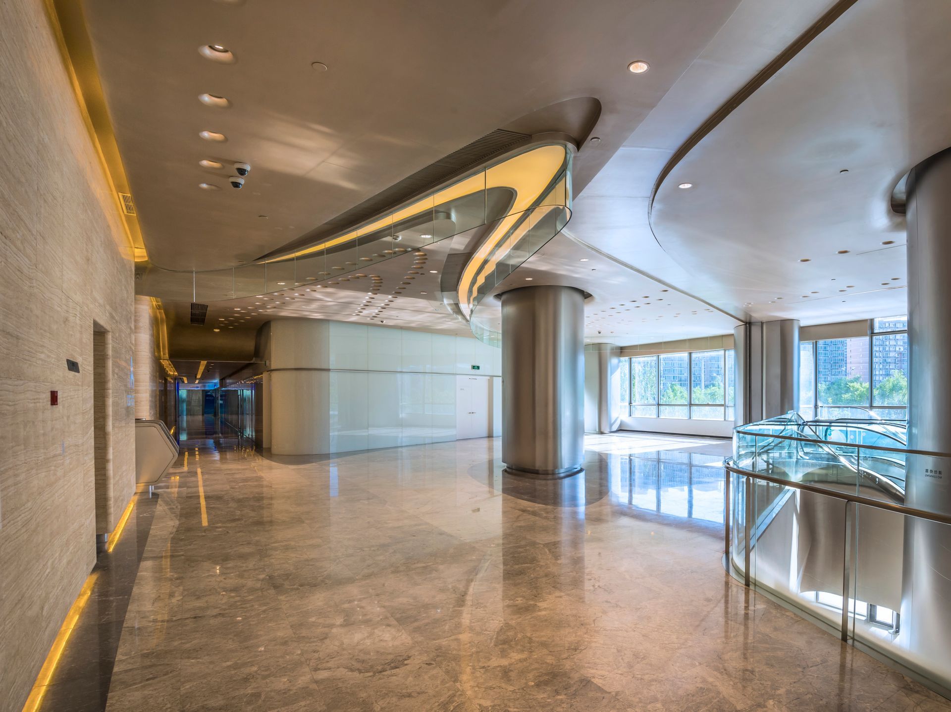 Modern open office area spotless after professional commercial cleaning services.