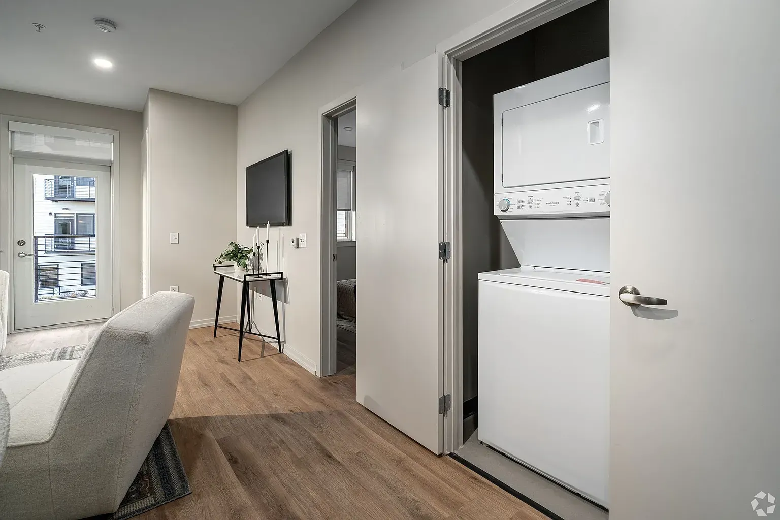 Photo of a washer and dryer closet area