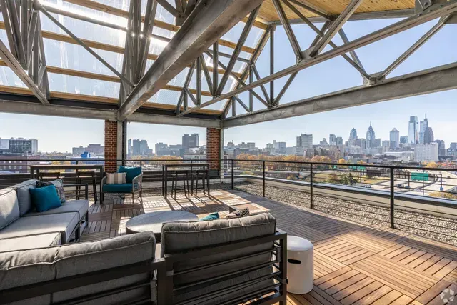 Rooftop terrace at The Keystone luxury apartments in Philadelphia