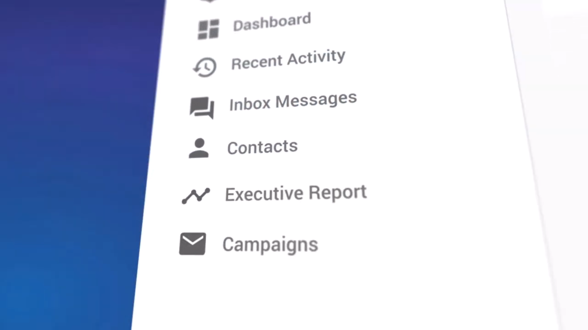 The business center dashboard side panel