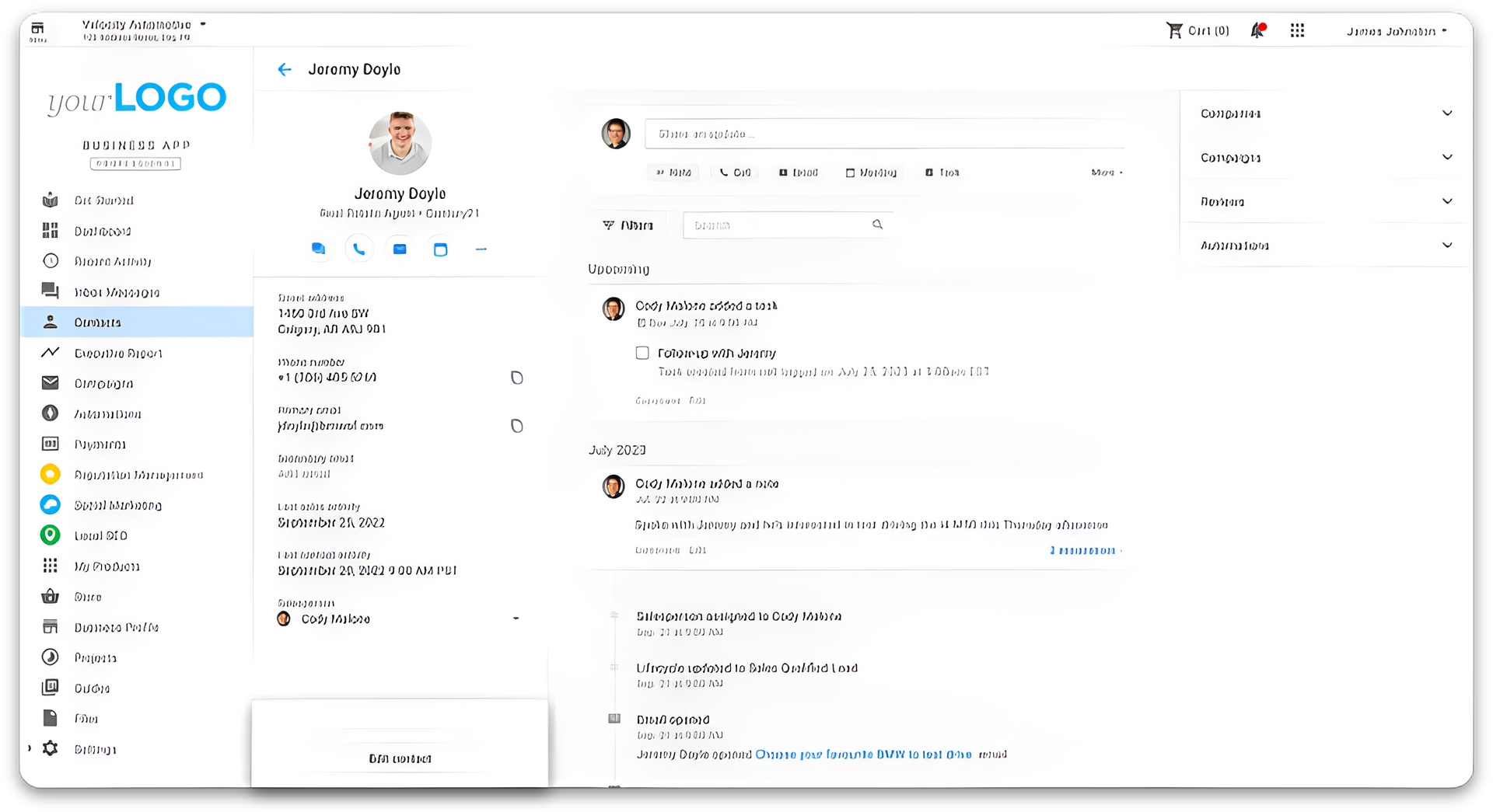 The business center dashboard CRM