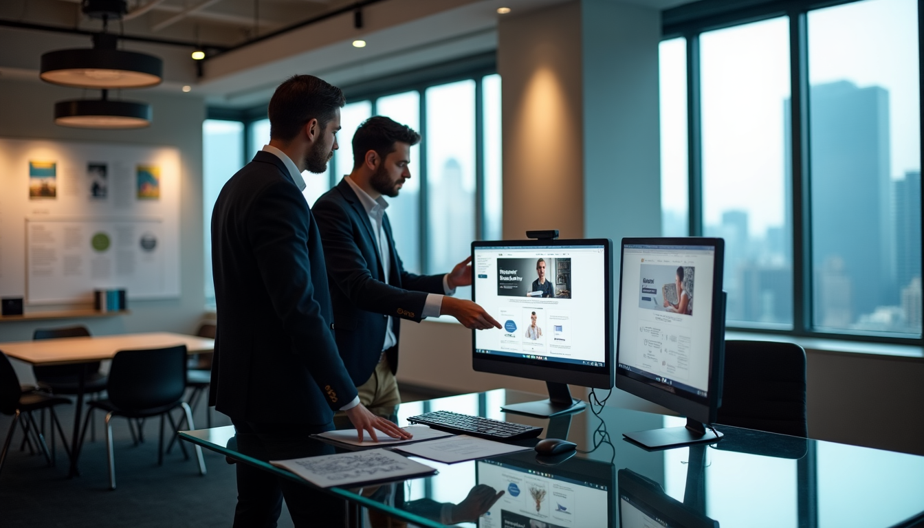 2 men on laptop looking at the screen together