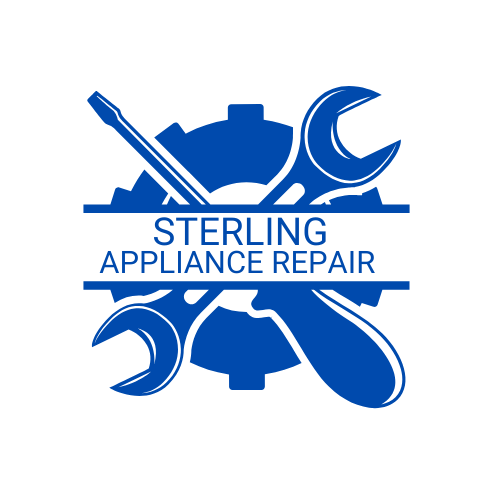 The logo for sterling appliance repair llc is a blue and white hexagon with a wrench and a star.