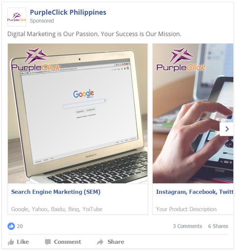 Facebook Carousel Ads: PurpleClick Solutions