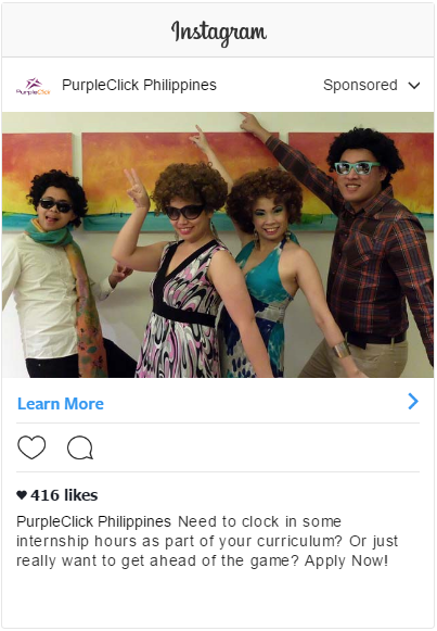 Instagram Photo Ads: PurpleClick Internship Recruitment