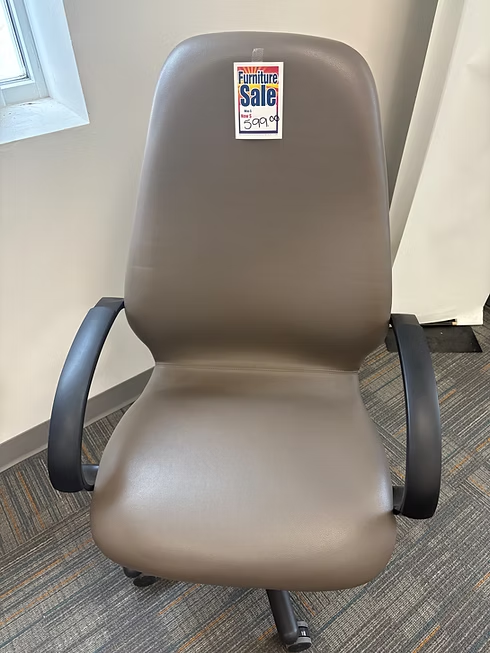 Brown office chair with black armrests on sale.