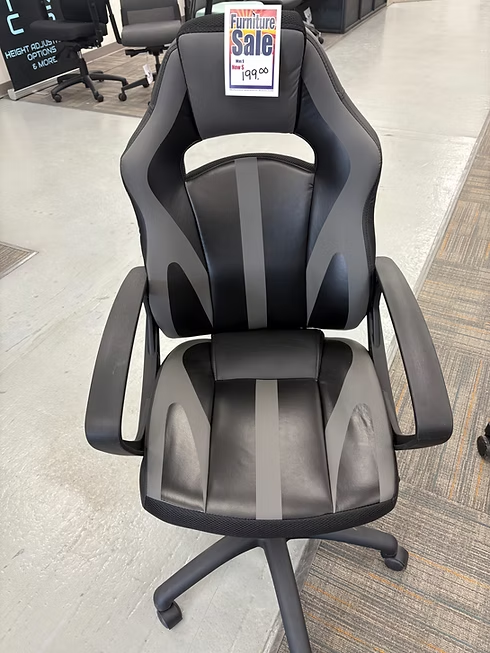 Black and gray gaming-style office chair with a 