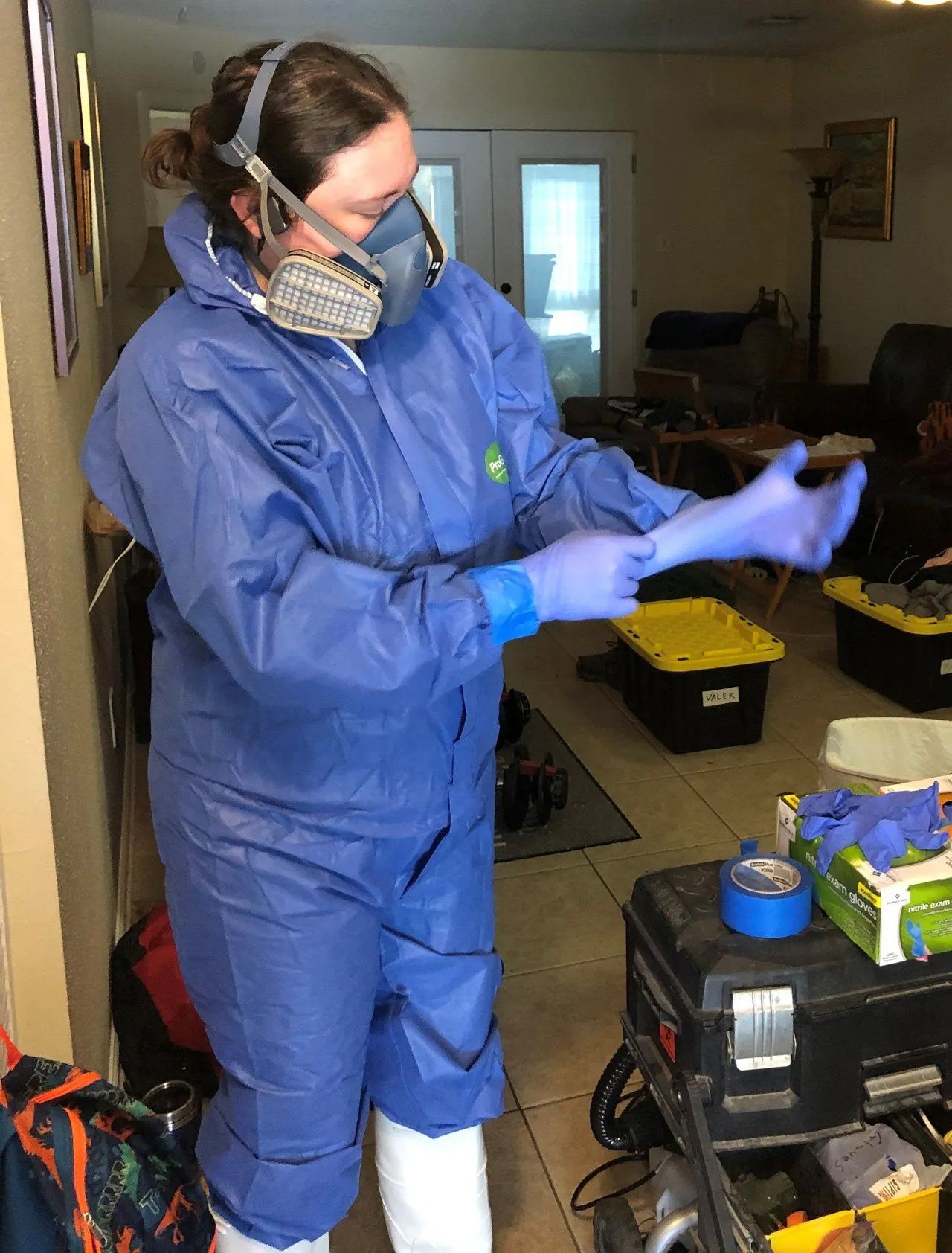 Professional Biohazard Worker Getting Ready for a Cleanup