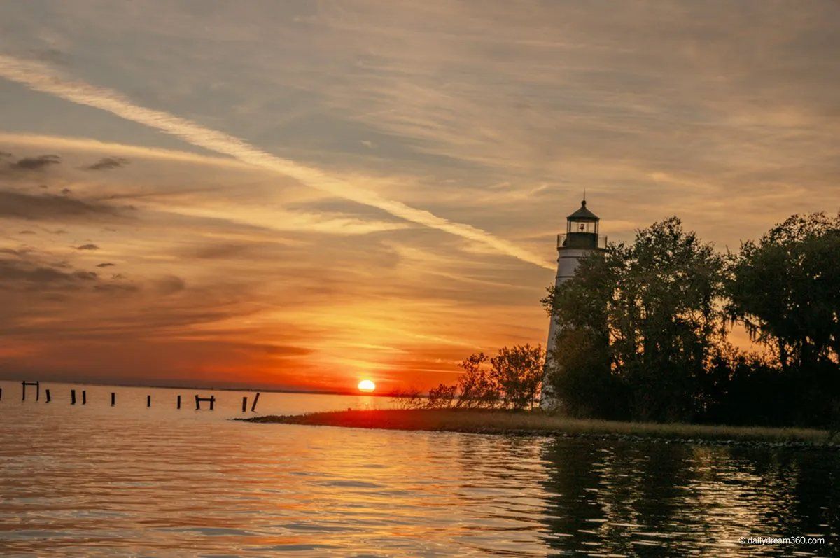 Sunset View With Lighthouse